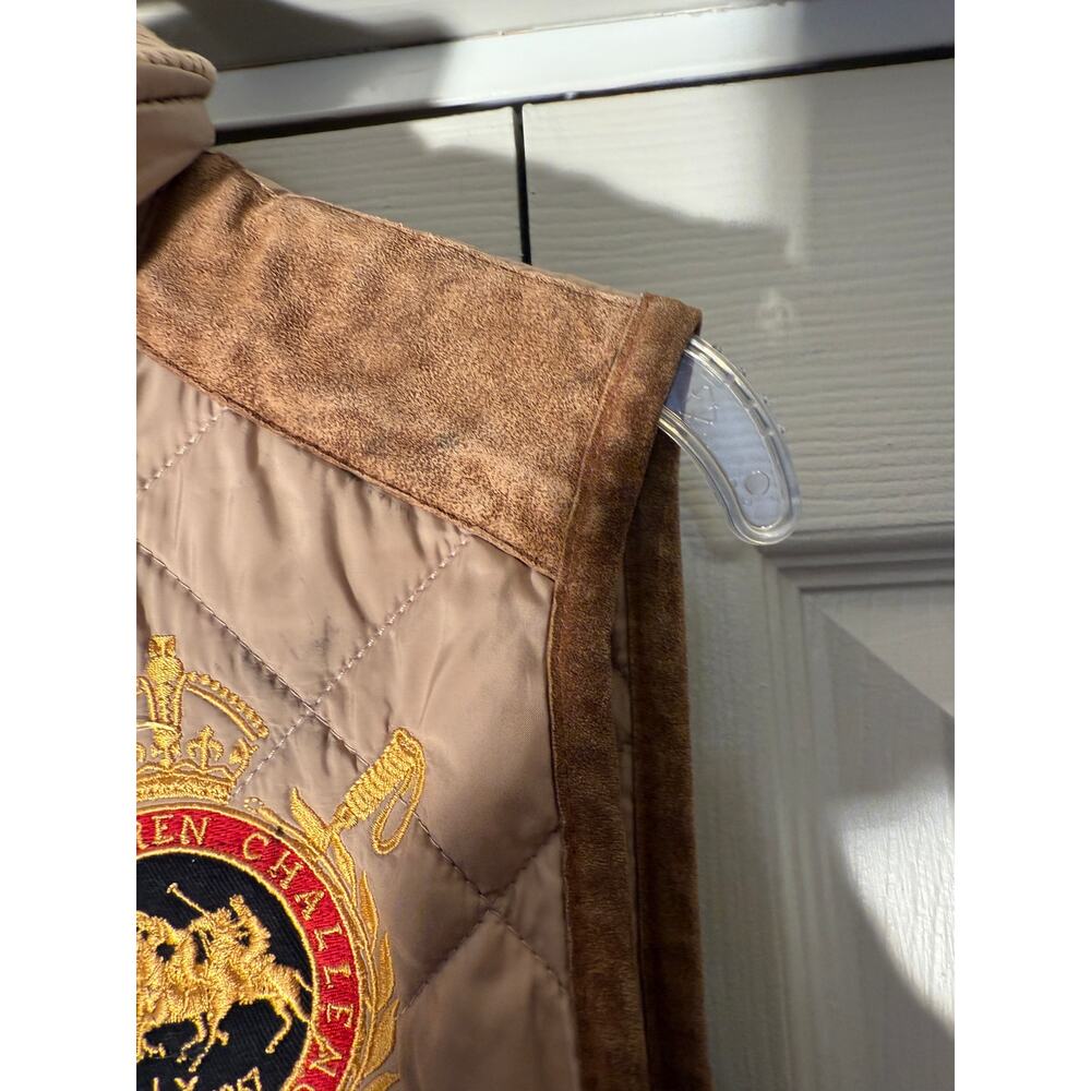 Ralph Lauren Sport Vest Brown Country Riders Jockey Club Challenge Crest Sz XS - Picture 6 of 16